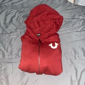 Large Maroon True Religion Hoodie.